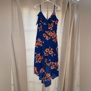 IZ BYER Floral Blue Sleeveless Dress - Small